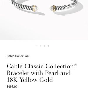 David Yurman Cable Classic Collection Bracelet with Pearl and 18K Yellow Gold